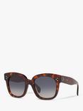 Céline CL4002UN Women's Polarised Rectangular Sunglasses, Tortoise/Blue Gradient