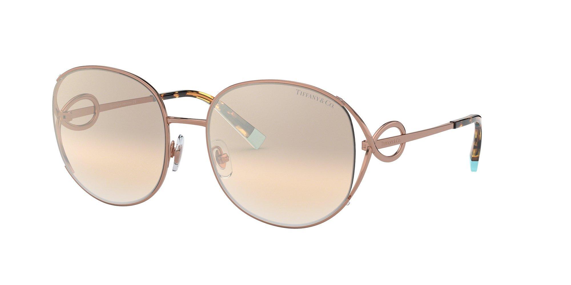 Tiffany & Co TF3065 Women's Oval Sunglasses, Dark Rose Gold/Beige Gradient