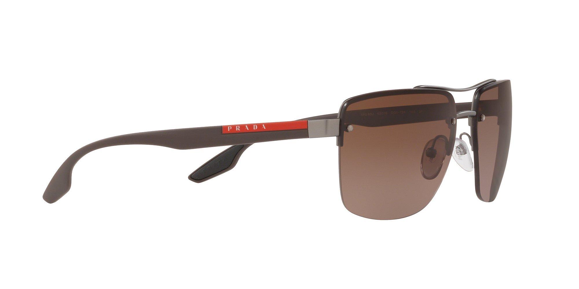 Product image 11 of 11, which shows Prada Linea Rossa PS 60US Men's Polarised Square Sunglasses, Gunmetal/Brown Gradient