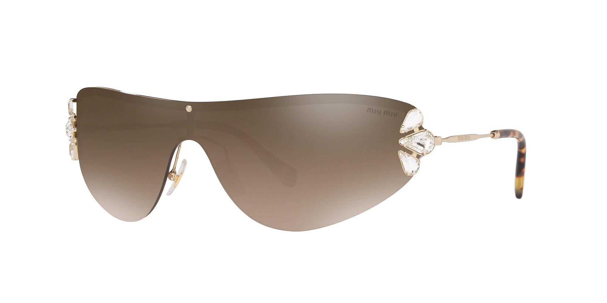 Miu Miu MU 66US Women's Crystal Embellished Sunglasses, Gold/Brown
