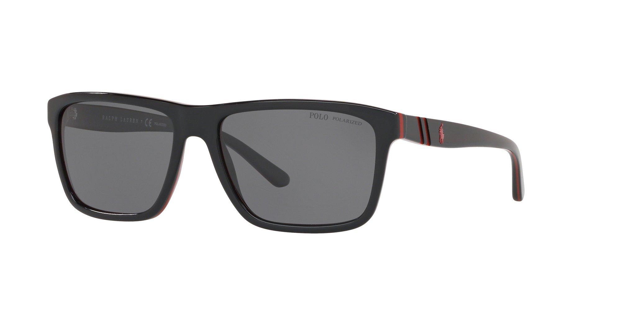 Polo Ralph Lauren PH4153 Men s Polarised Square Sunglasses Black Red