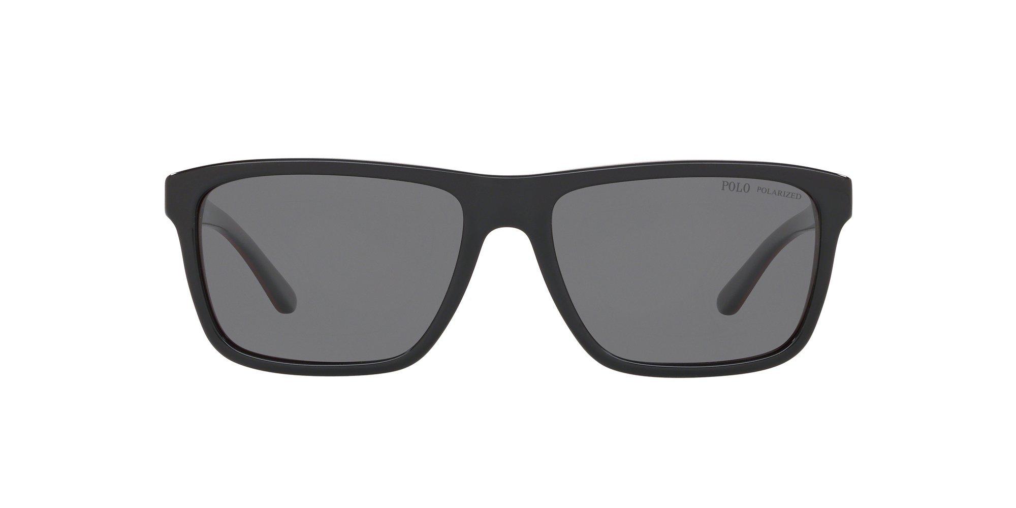 Product image 3 of 11, which shows Polo Ralph Lauren PH4153 Men's Polarised Square Sunglasses, Black/Red