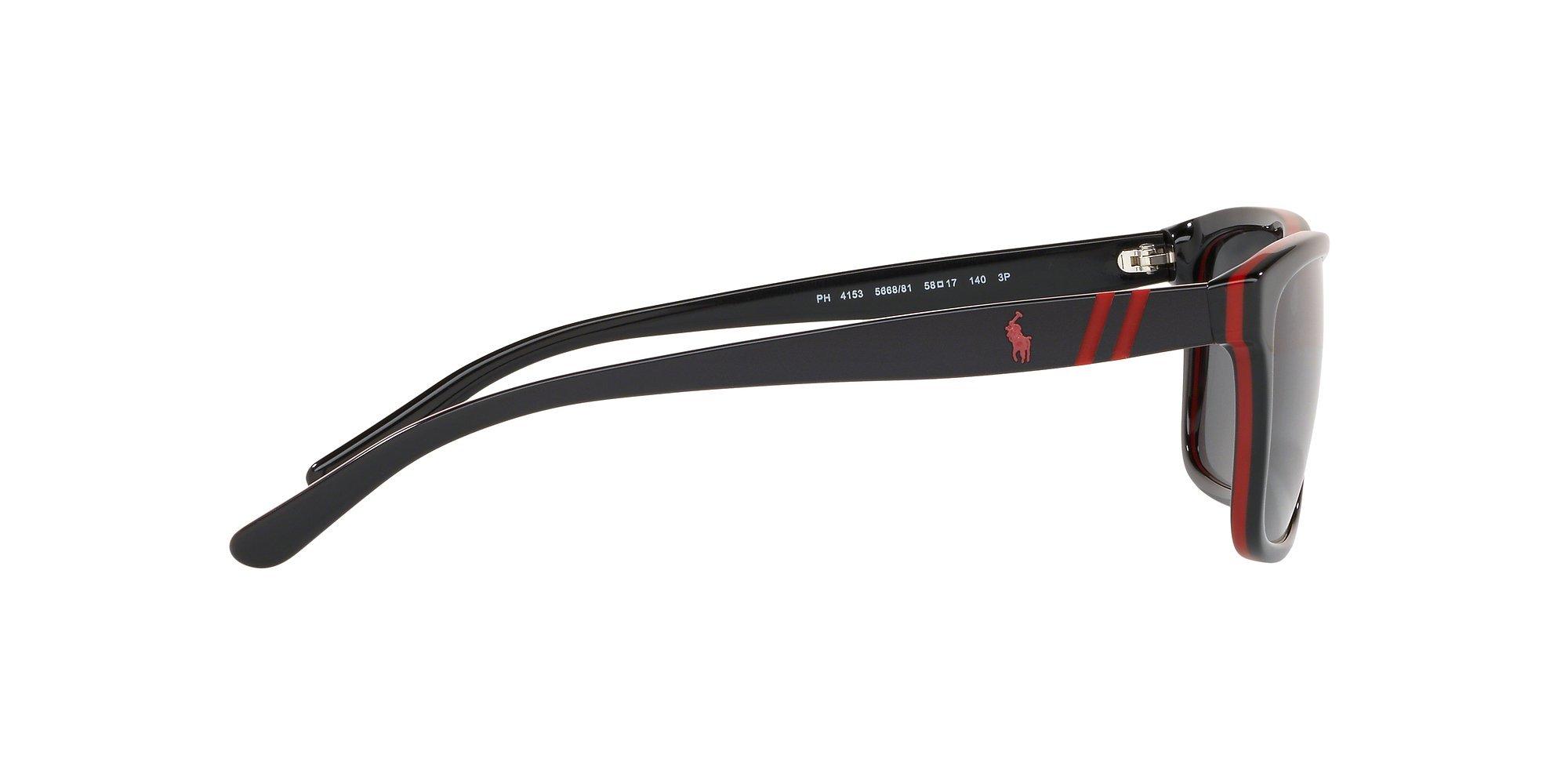 Product image 10 of 11, which shows Polo Ralph Lauren PH4153 Men's Polarised Square Sunglasses, Black/Red