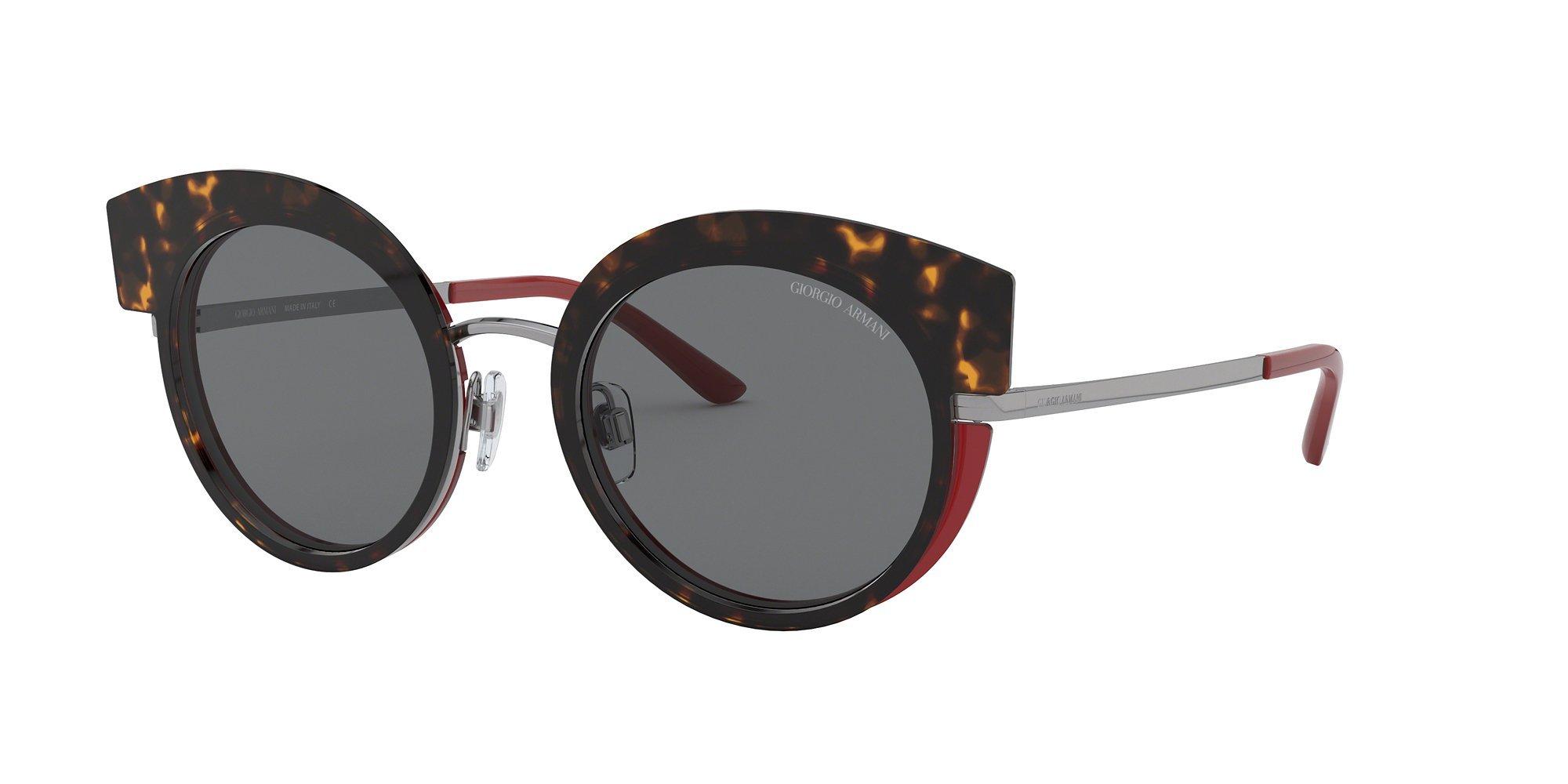 Giorgio Armani AR6091 Women's Round Sunglasses, Red Tortoise/Grey