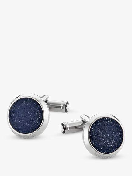 Montblanc Meisterstuck Goldstone Round Cufflinks, Silver/Black, Silver/Black
