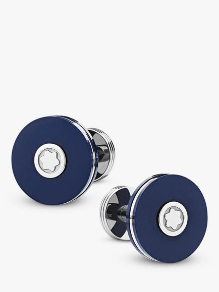 Montblanc PIX Round Cufflinks, Blue, Blue