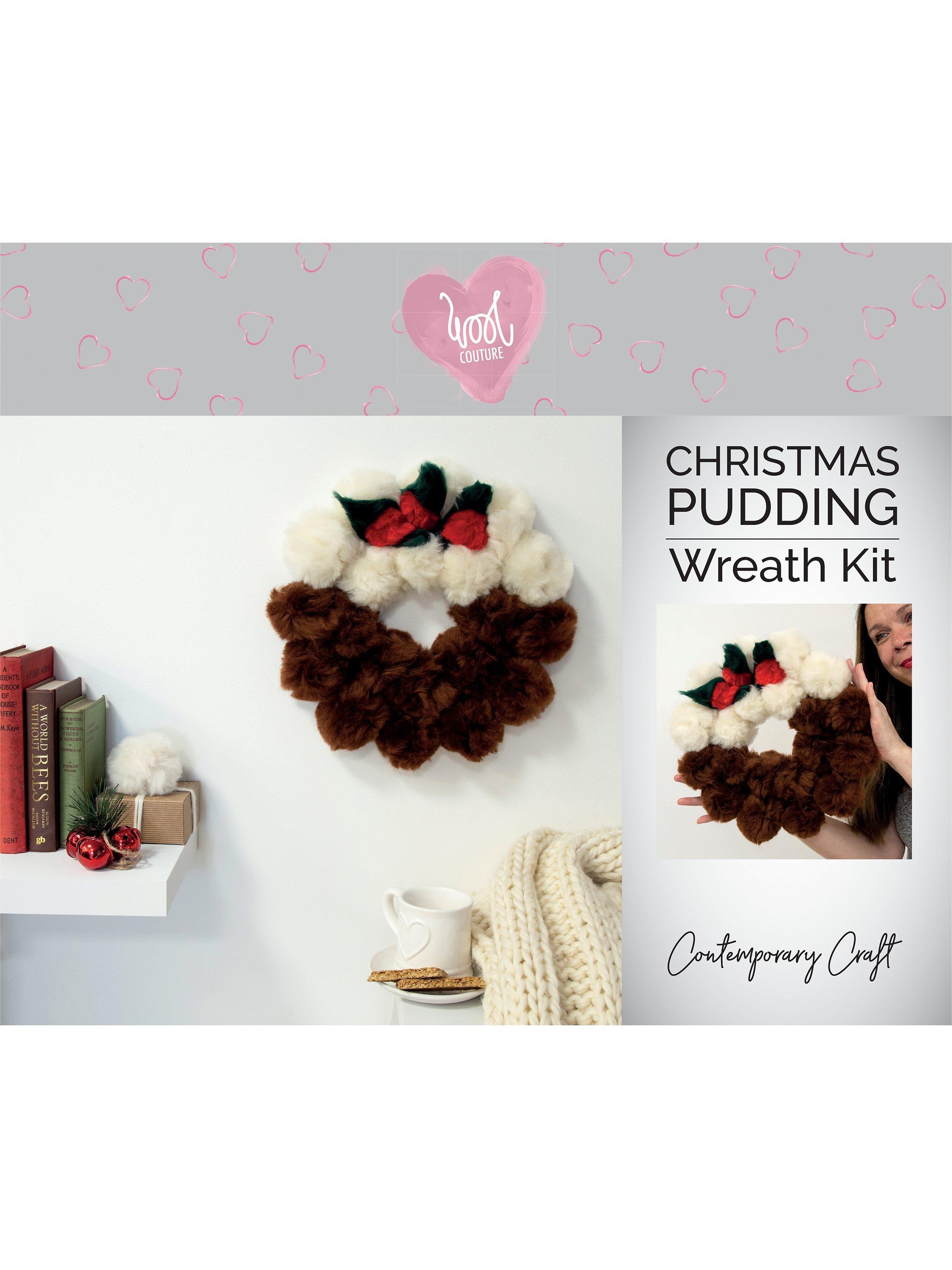 Wool Couture Christmas Pudding Pom Pom Wreath Craft Kit