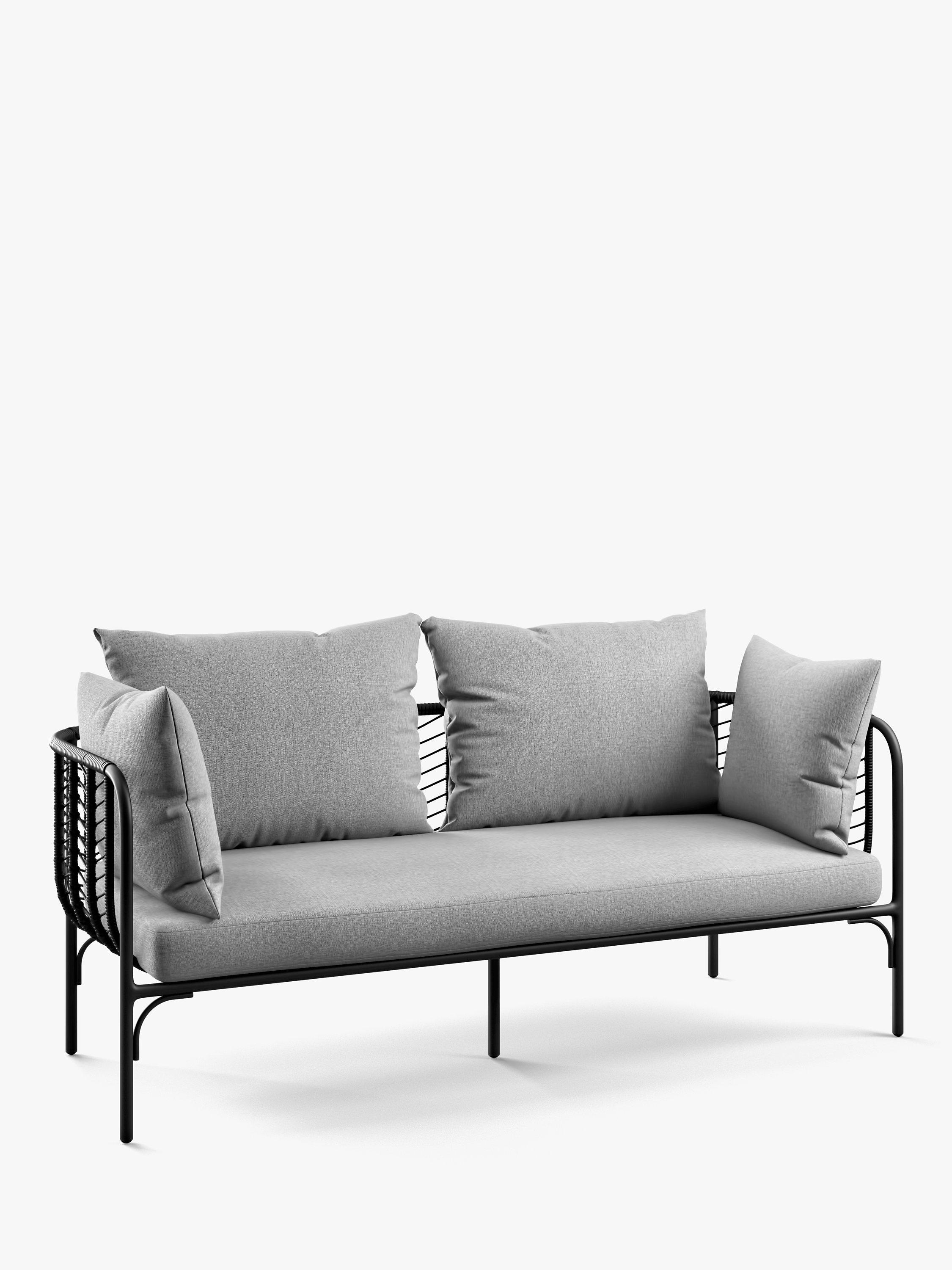 John Lewis Chevron 2-Seater Garden Sofa, Black/Grey