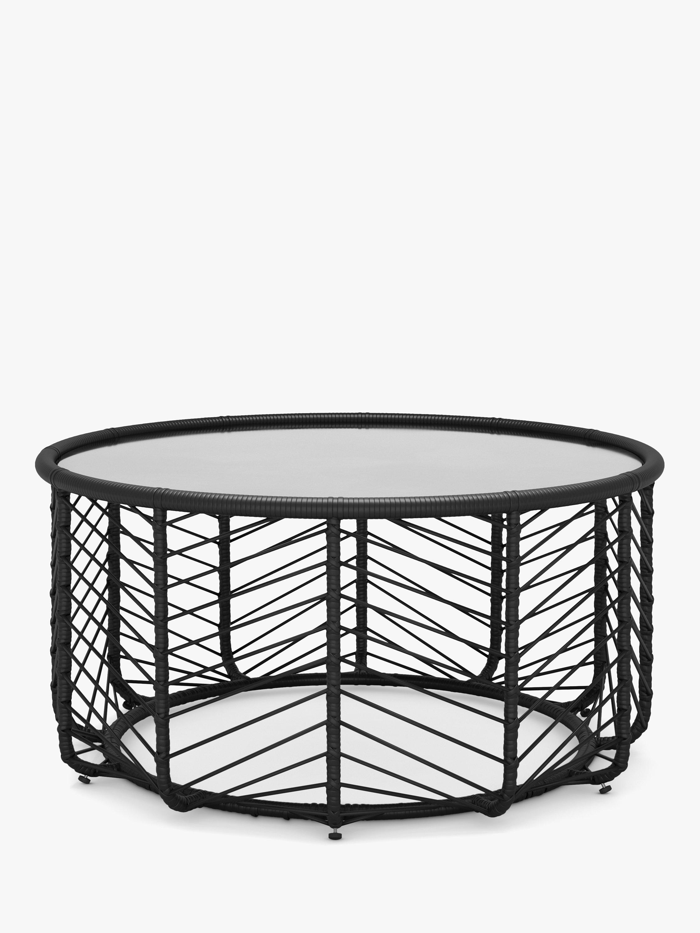 John Lewis Chevron Round Garden Coffee Table, Black/Grey
