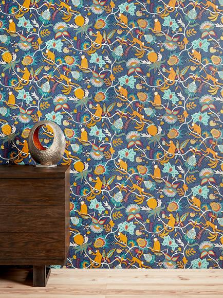 John Lewis Seoni Paste the Wall Wallpaper - view 2, Navy