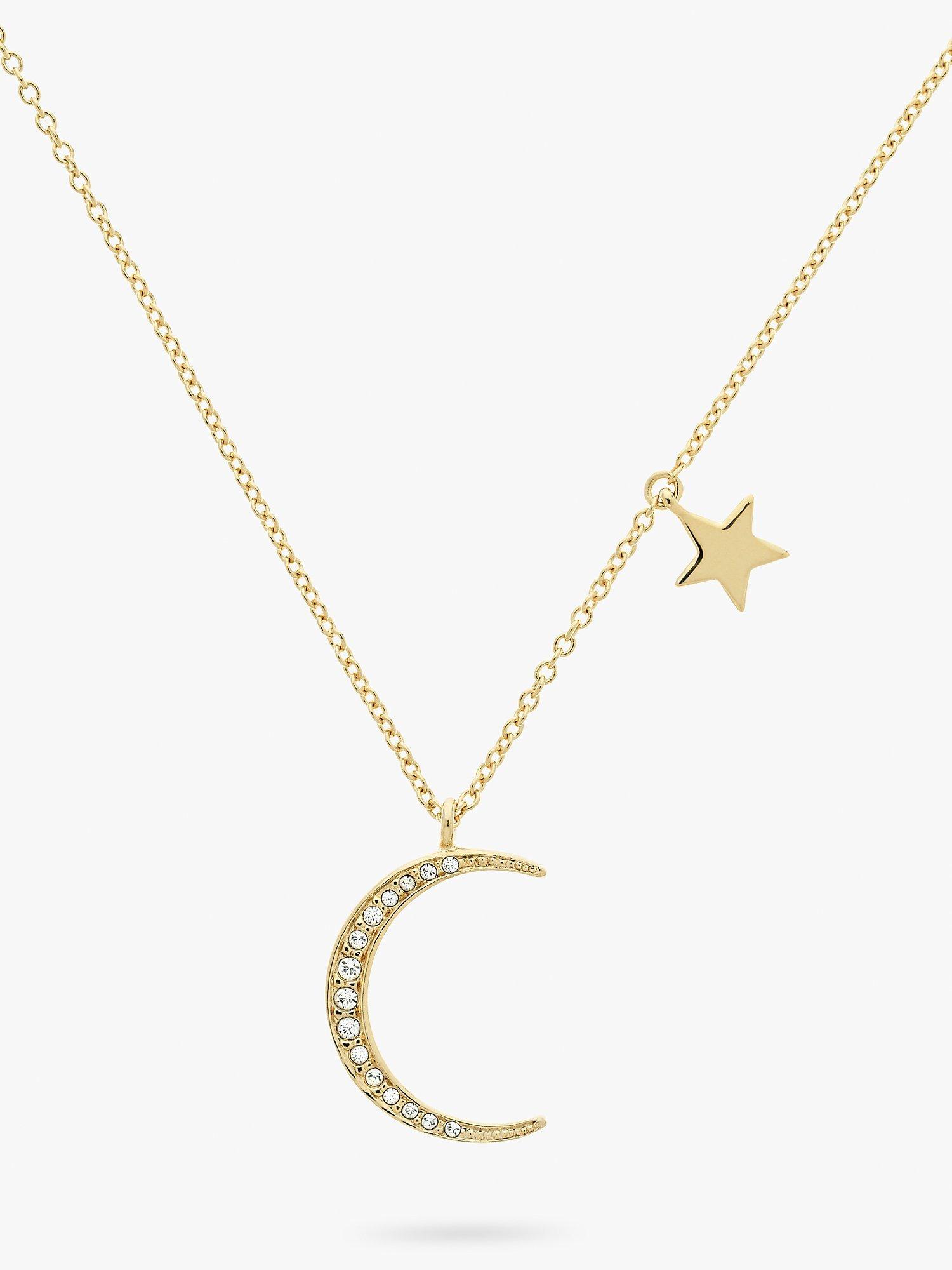 Melissa Odabash Glass Crystal Moon Pendant Necklace, Gold