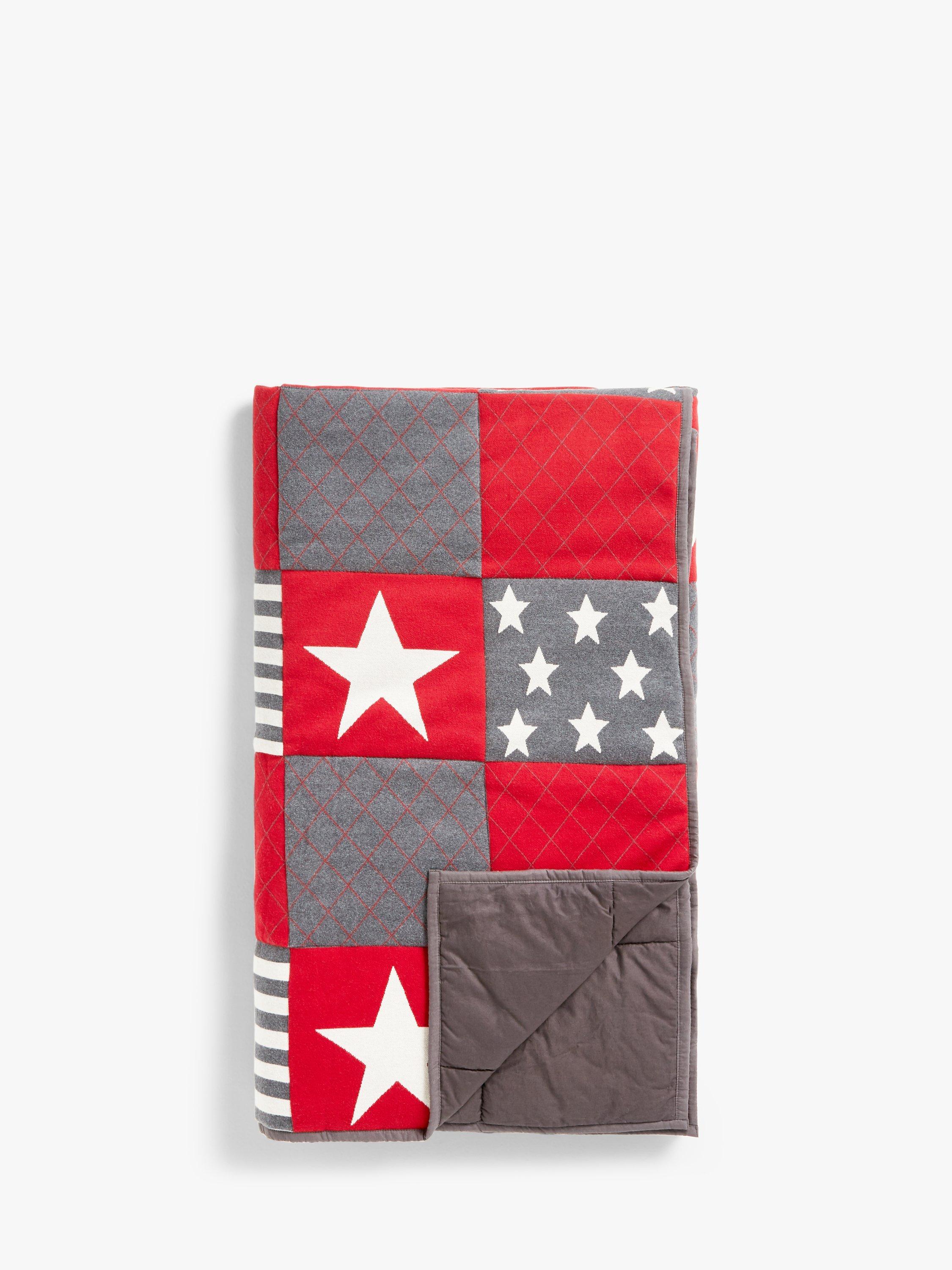 little home at John Lewis Patchwork Stars Quilted Bedspread, Multi