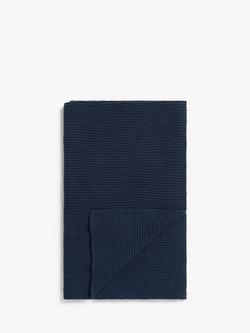 John Lewis Addison Pure Cotton Knitted Throw, Midnight Blue