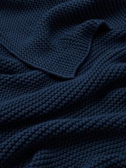 John Lewis Addison Pure Cotton Knitted Throw - view 2, Midnight Blue