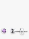 Nina B Sterling Silver Small Stone Stud Earrings, Amethyst