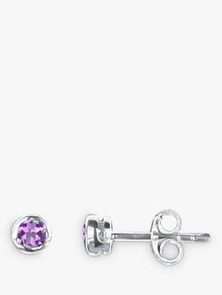 Nina B Sterling Silver Small Stone Stud Earrings, Amethyst