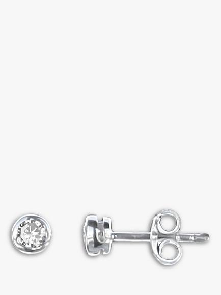Nina B Sterling Silver Cubic Zirconia Small Stud Earrings, Clear, Clear