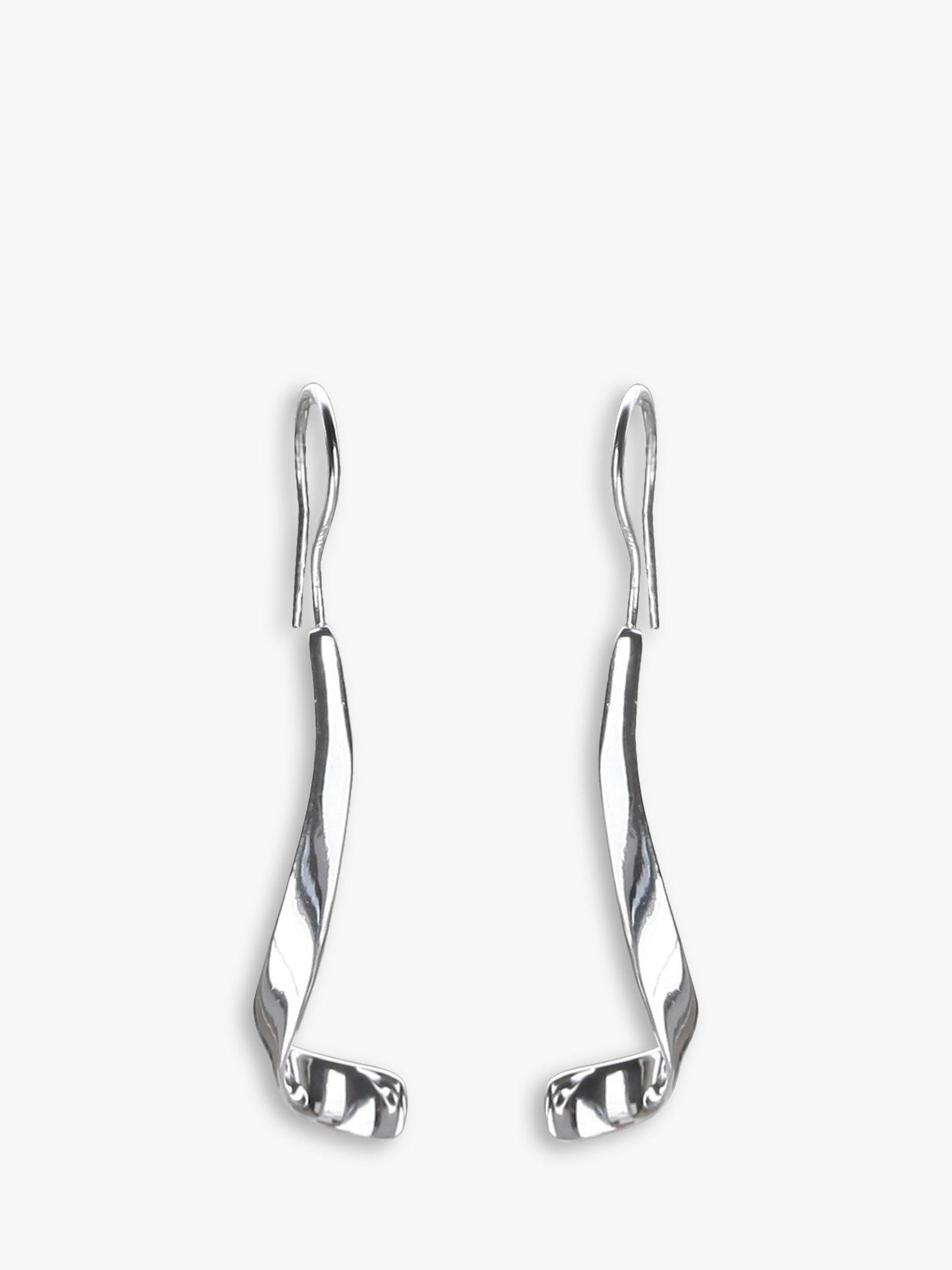 Product image 1 of 2, which shows Nina B Long Drop Curled Earrings, Silver