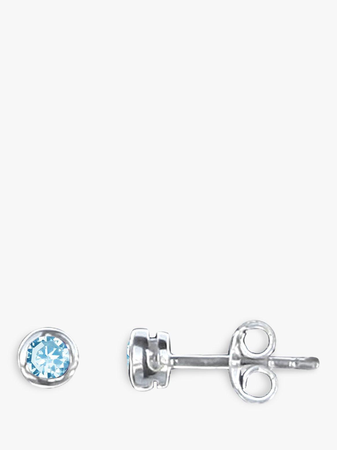 Nina B Sterling Silver Small Stone Stud Earrings, Topaz