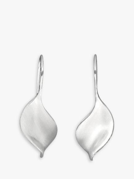 Nina B Leaf Hook Drop Earrings, Silver, Silver