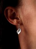 Nina B Leaf Hook Drop Earrings, Silver