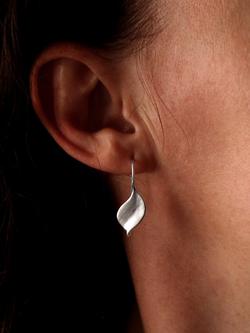 Nina B Leaf Hook Drop Earrings, Silver - view 2, Silver