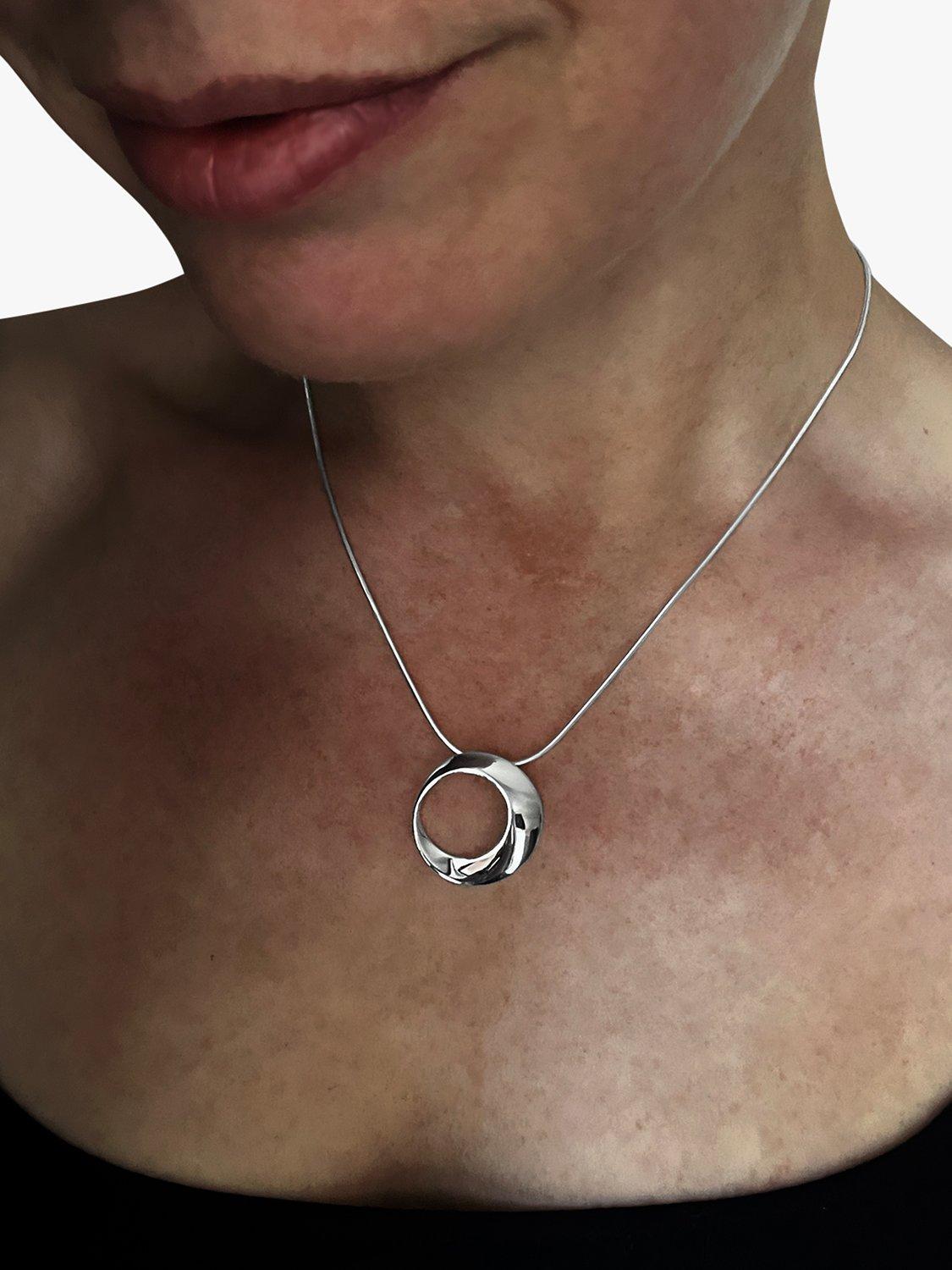 Product image 2 of 4, which shows Nina B Open Circle Pendant Necklace, Silver