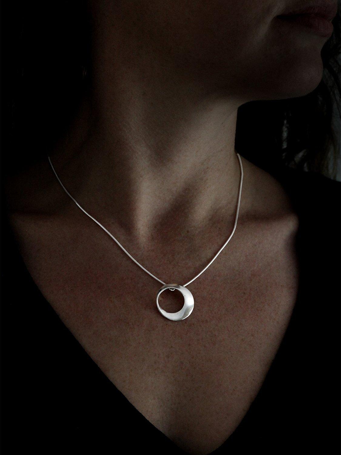 Product image 3 of 4, which shows Nina B Open Circle Pendant Necklace, Silver