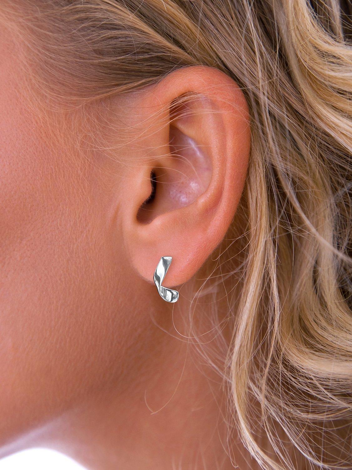 Product image 2 of 2, which shows Nina B Short Curl Drop Earrings, Silver