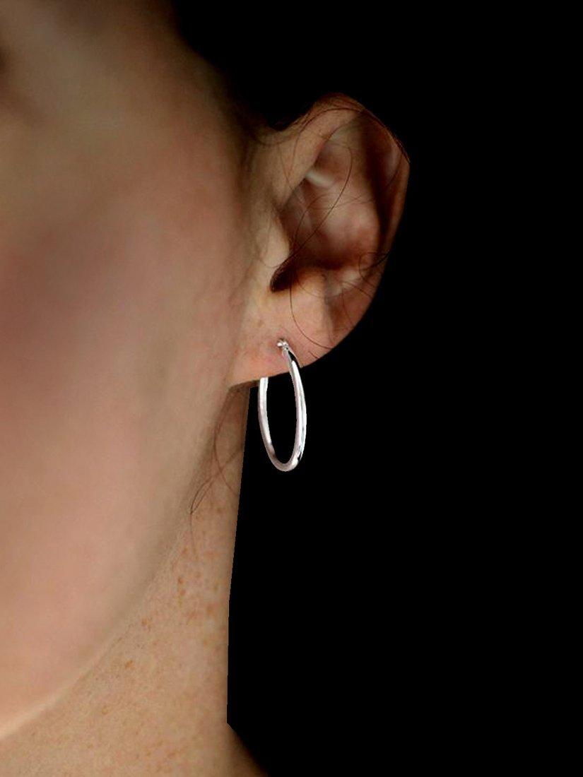 Product image 2 of 4, which shows Nina B Sterling Silver Oval Hoop Earrings, Silver
