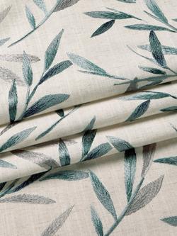 John Lewis Langley Leaf Embroidery Furnishing Fabric - view 2, Evergreen