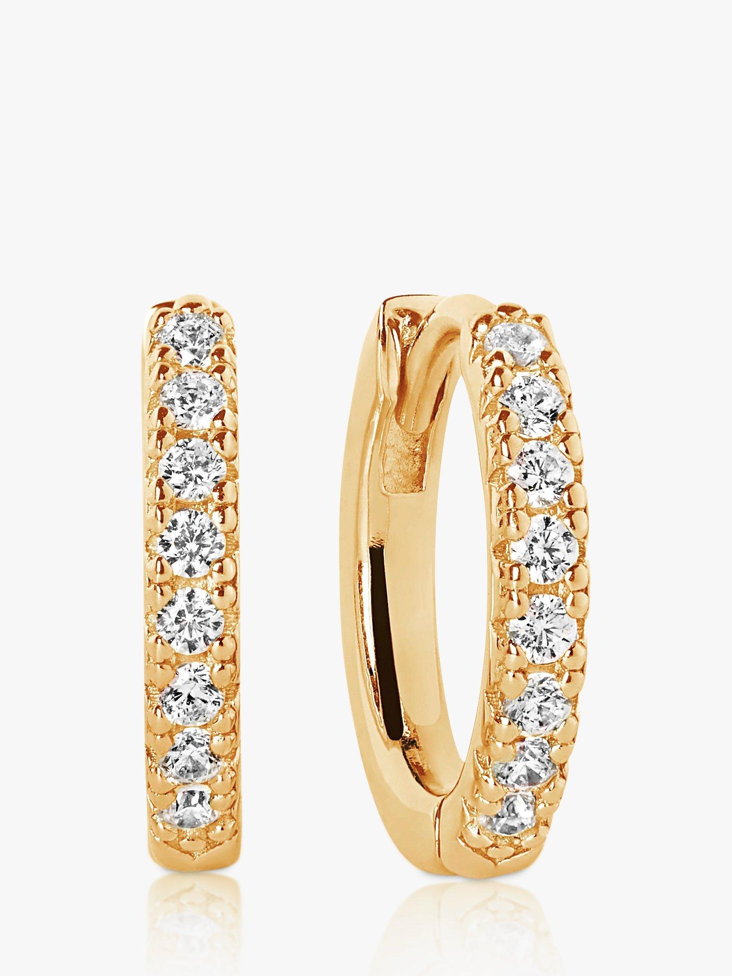 Product image 1 of 2, which shows Sif Jakobs Jewellery Ellera Medio Medium Cubic Zirconia Hoop Earrings, Gold