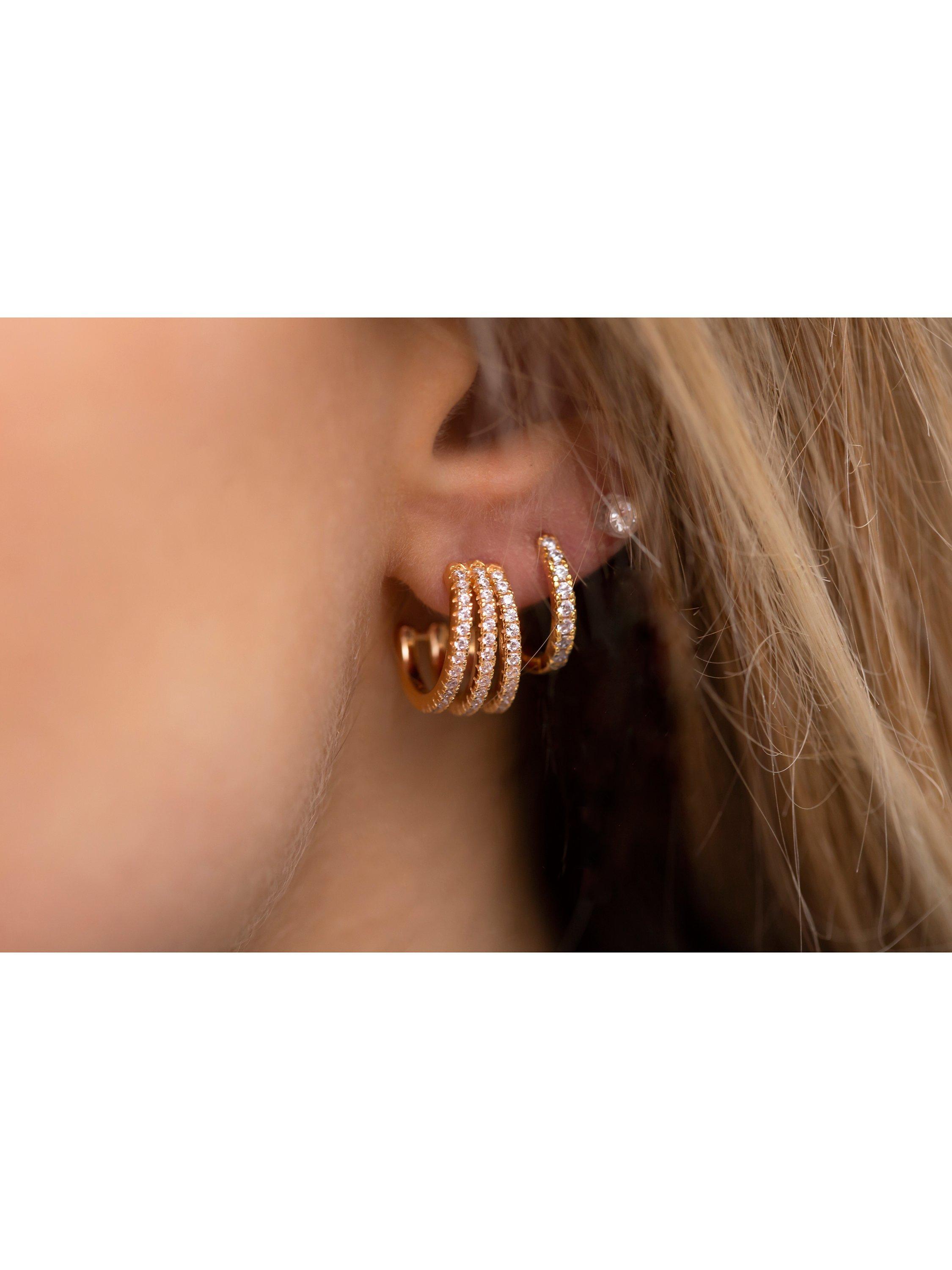Product image 2 of 2, which shows Sif Jakobs Jewellery Ellera Medio Medium Cubic Zirconia Hoop Earrings, Gold