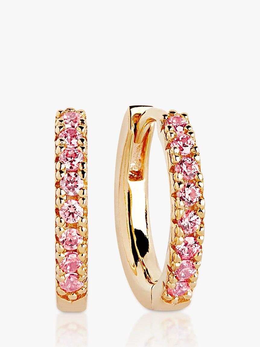 Product image 1 of 2, which shows Sif Jakobs Jewellery Ellera Medio Medium Cubic Zirconia Hoop Earrings, Gold/Pink