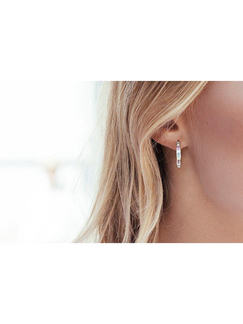 Product image 2 of 2, which shows Sif Jakobs Jewellery Channel Set Cubic Zirconia Hoop Earrings, Silver/Multi