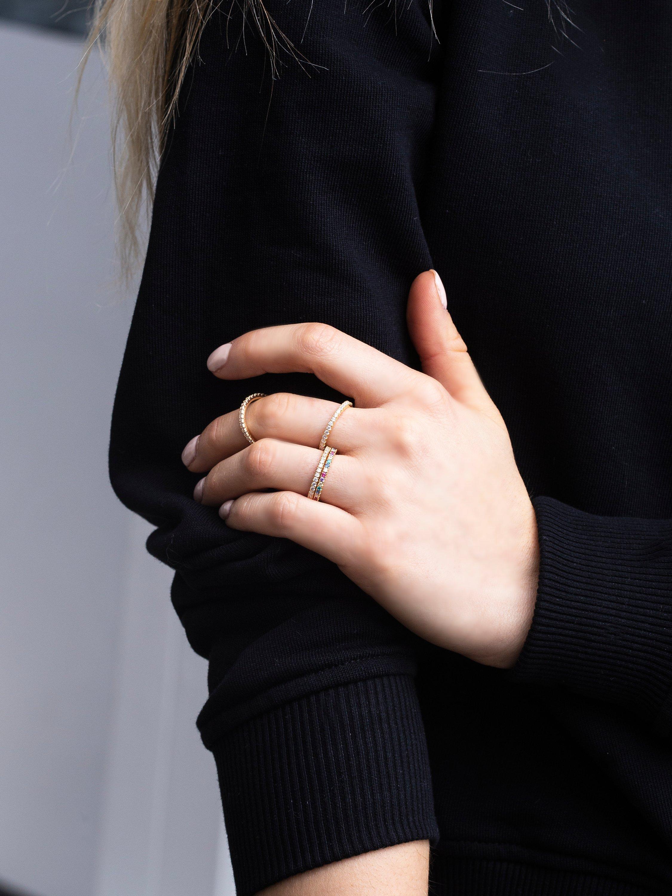 Product image 2 of 2, which shows Sif Jakobs Jewellery Ellera Cubic Zirconia Band Ring, Gold