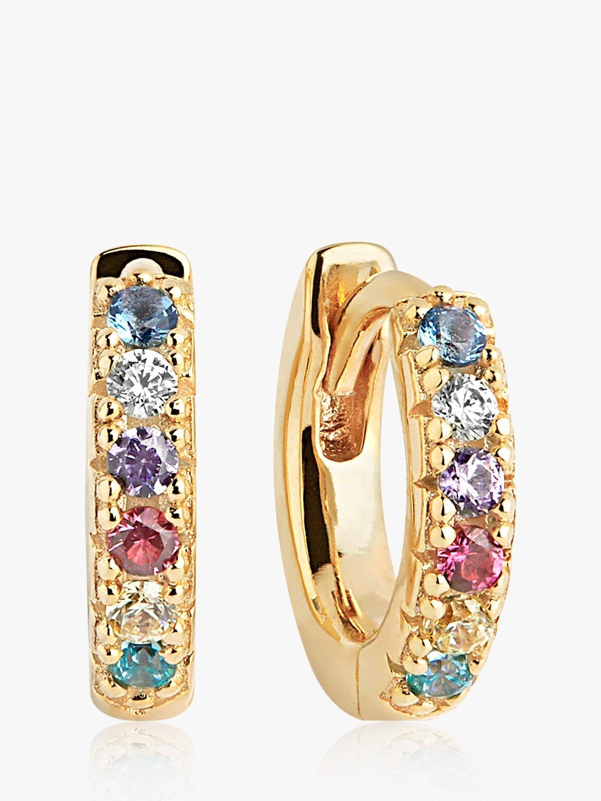 Product image 1 of 2, which shows Sif Jakobs Jewellery Ellera Piccolo Cubic Zirconia Hoop Earrings, Gold/Multi