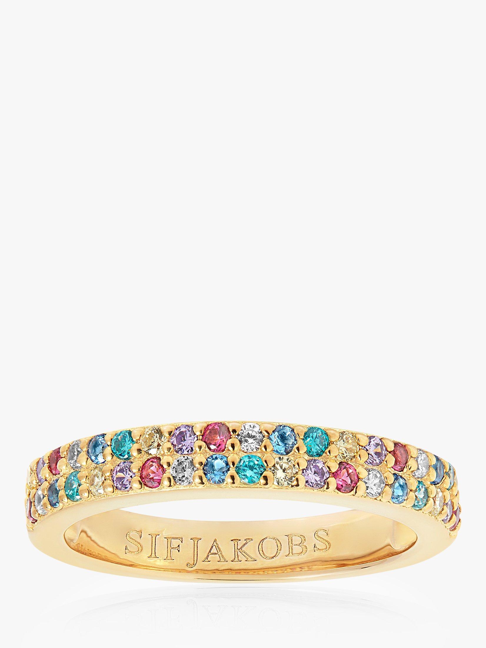 Product image 1 of 2, which shows Sif Jakobs Jewellery Double Row Cubic Zirconia Band Ring, Gold/Multi