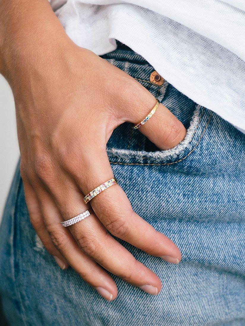 Product image 2 of 2, which shows Sif Jakobs Jewellery Double Row Cubic Zirconia Band Ring, Gold/Multi