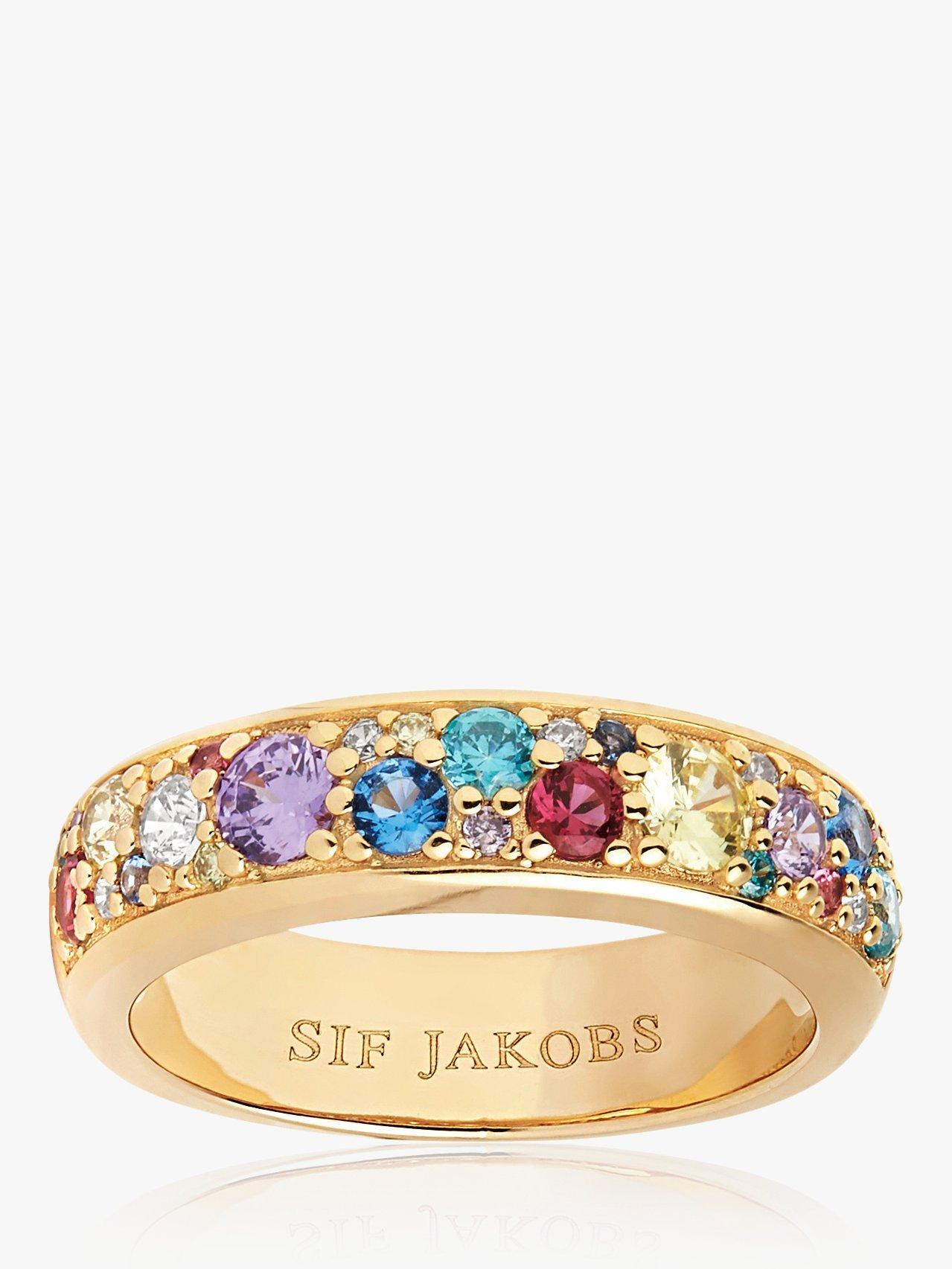 Product image 1 of 2, which shows Sif Jakobs Jewellery Cubic Zirconia Wide Band Ring, Gold/Multi