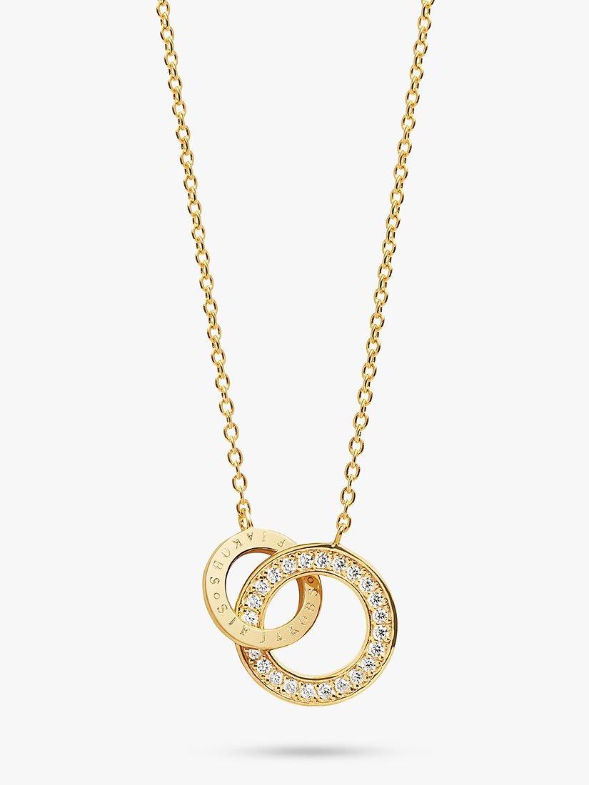 Product image 1 of 3, which shows Sif Jakobs Jewellery Cubic Zirconia Interlinked Ring Pendant Necklace, Gold