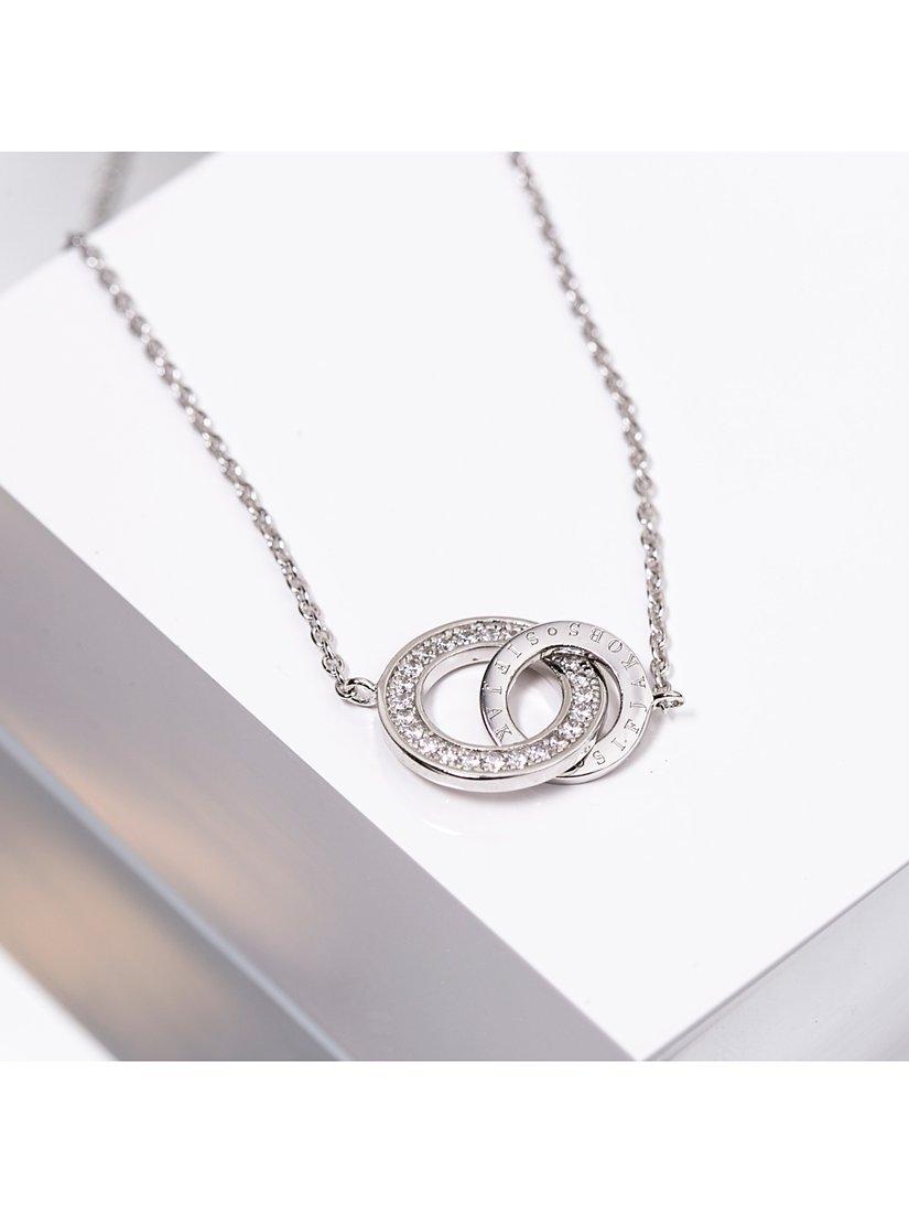 Product image 2 of 3, which shows Sif Jakobs Jewellery Cubic Zirconia Interlinked Ring Pendant Necklace, Gold