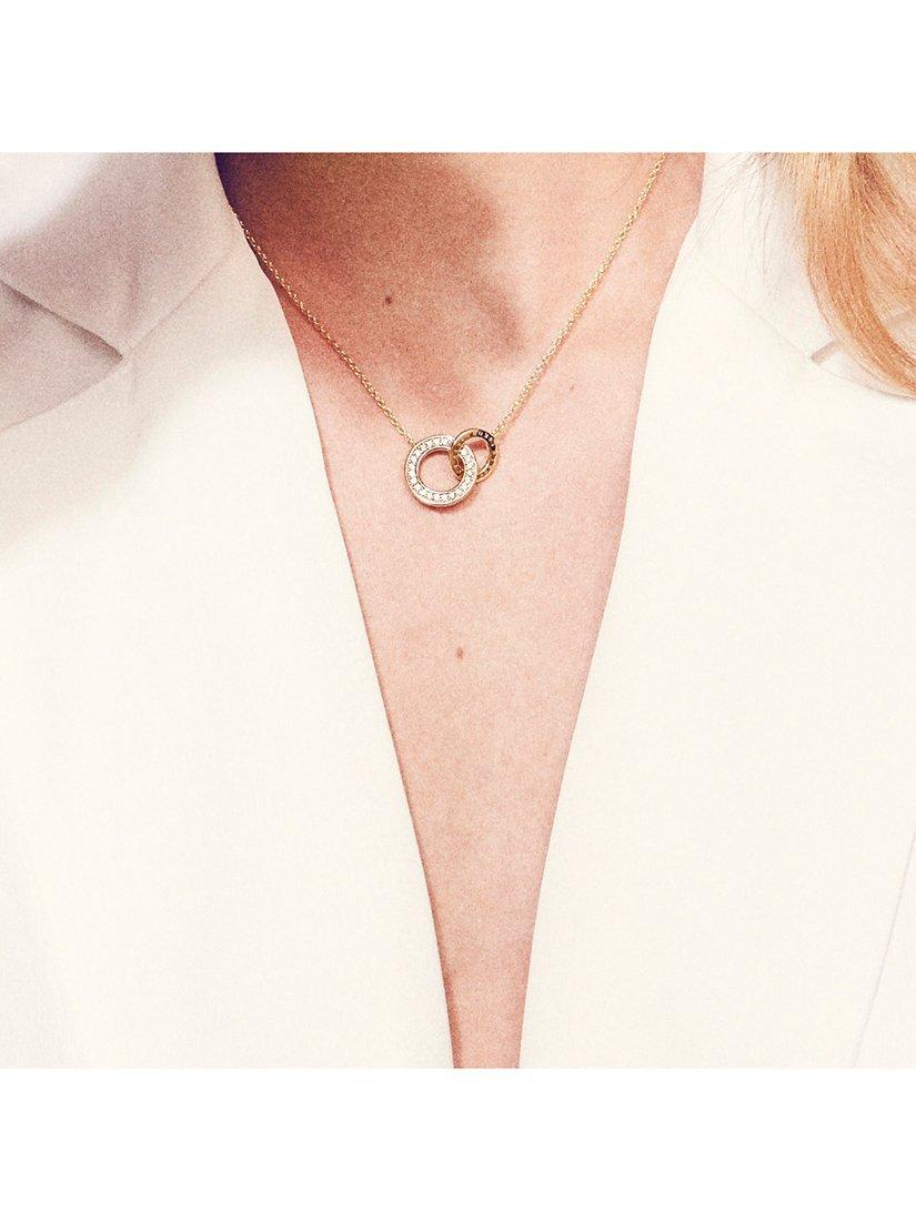 Product image 3 of 3, which shows Sif Jakobs Jewellery Cubic Zirconia Interlinked Ring Pendant Necklace, Gold