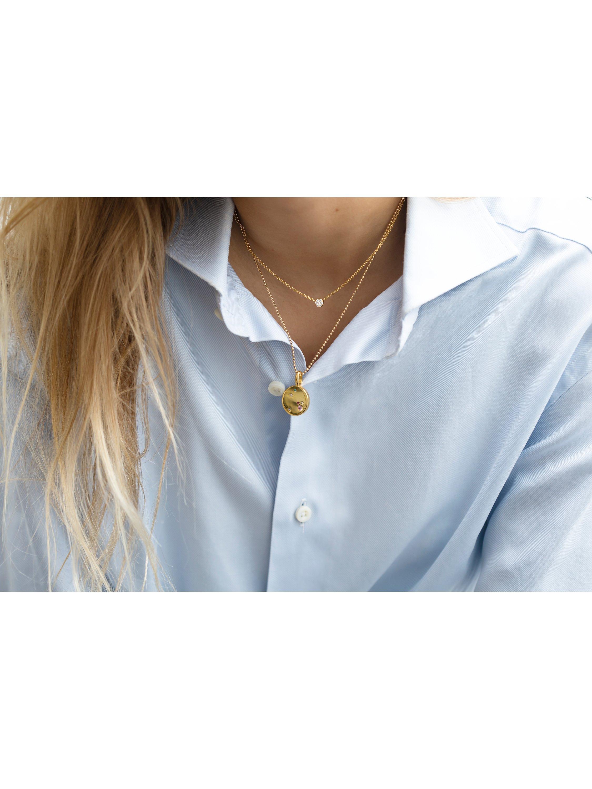 Product image 2 of 2, which shows Sif Jakobs Jewellery Small Cubic Zirconia Pendant Necklace, Gold