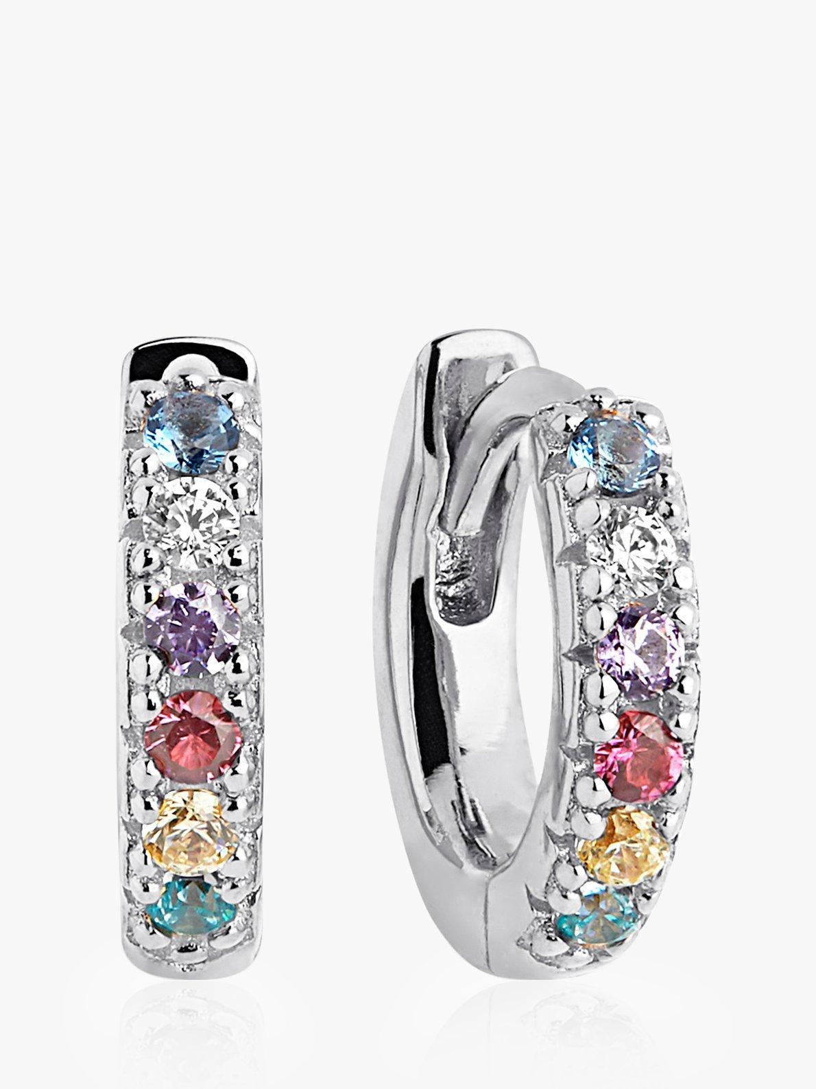 Product image 1 of 2, which shows Sif Jakobs Jewellery Ellera Piccolo Cubic Zirconia Hoop Earrings, Silver/Multi