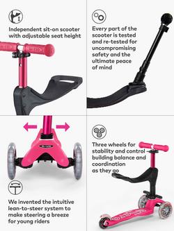 Micro Scooters Mini 3 in1 Deluxe Ride On Scooter - view 2, Pink