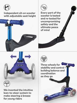 Micro Scooters Mini 3 in1 Deluxe Ride On Scooter - view 2, Blue