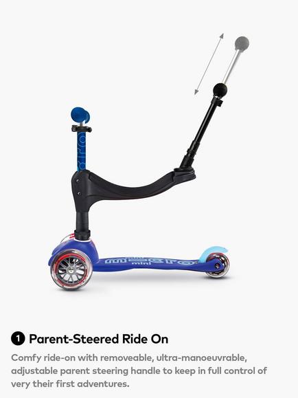 Micro Scooters Mini 3 in1 Deluxe Ride On Scooter - view 2, Blue