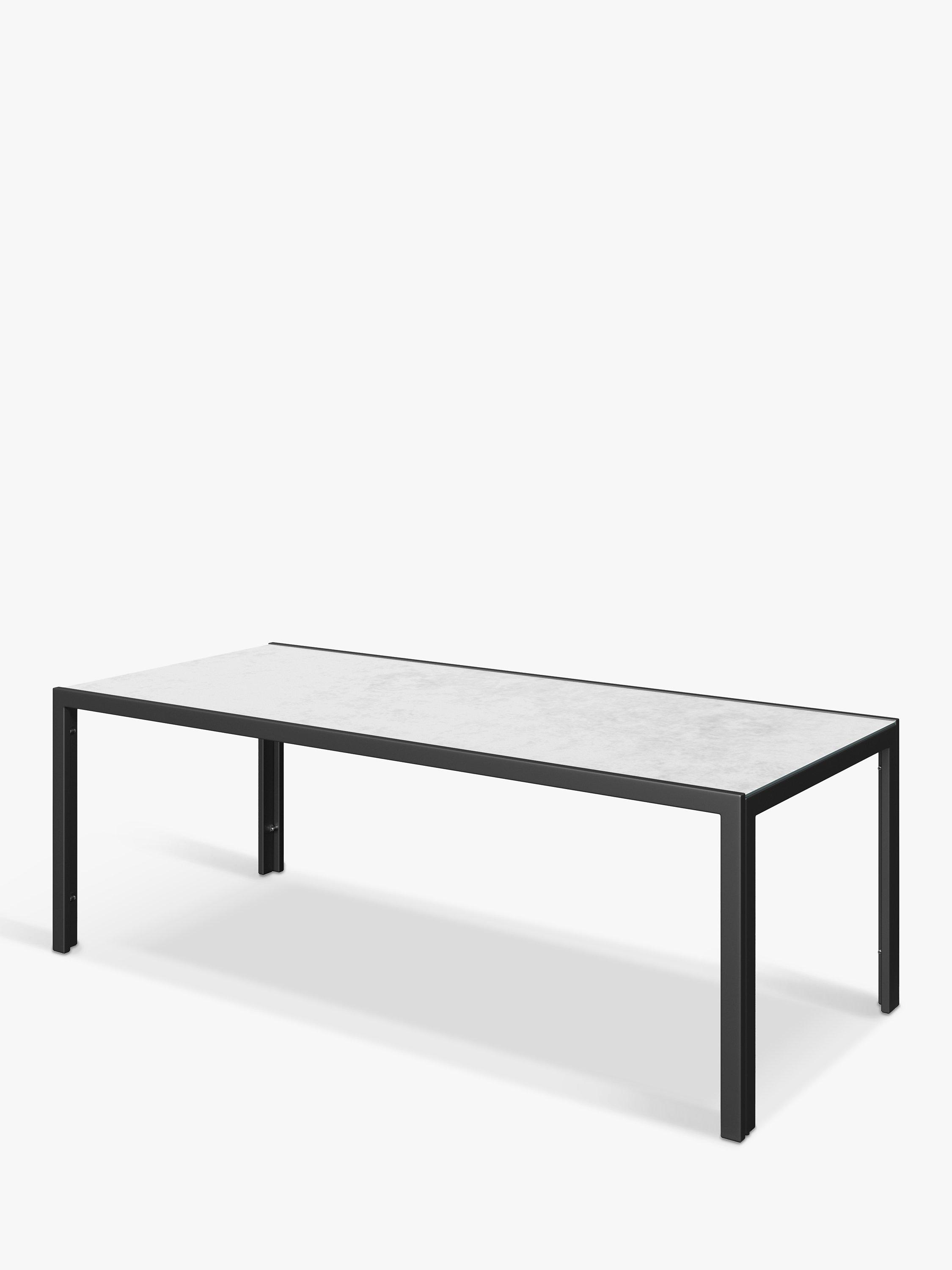 John Lewis Miami Ceramic-Effect Glass Top 8-Seat Garden Dining Table, Grey