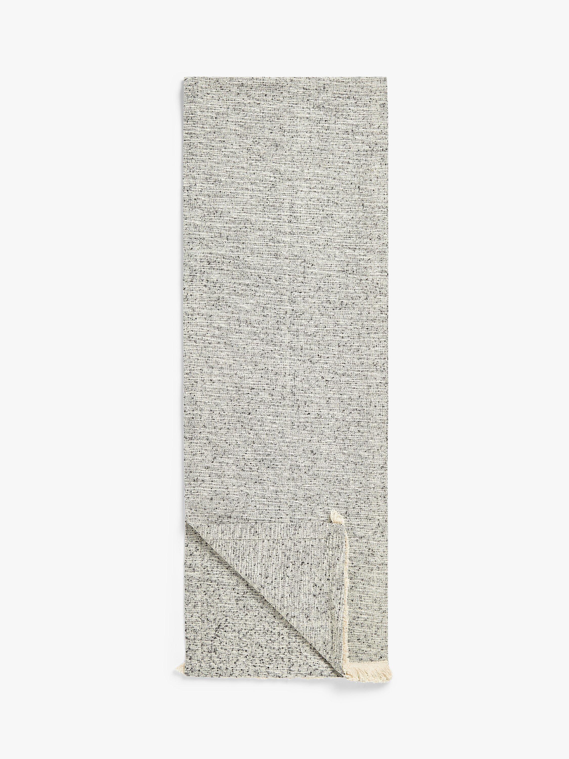 John Lewis & Partners Frayed Edges Cotton Mix Table Runner, Black/Natural, L200cm